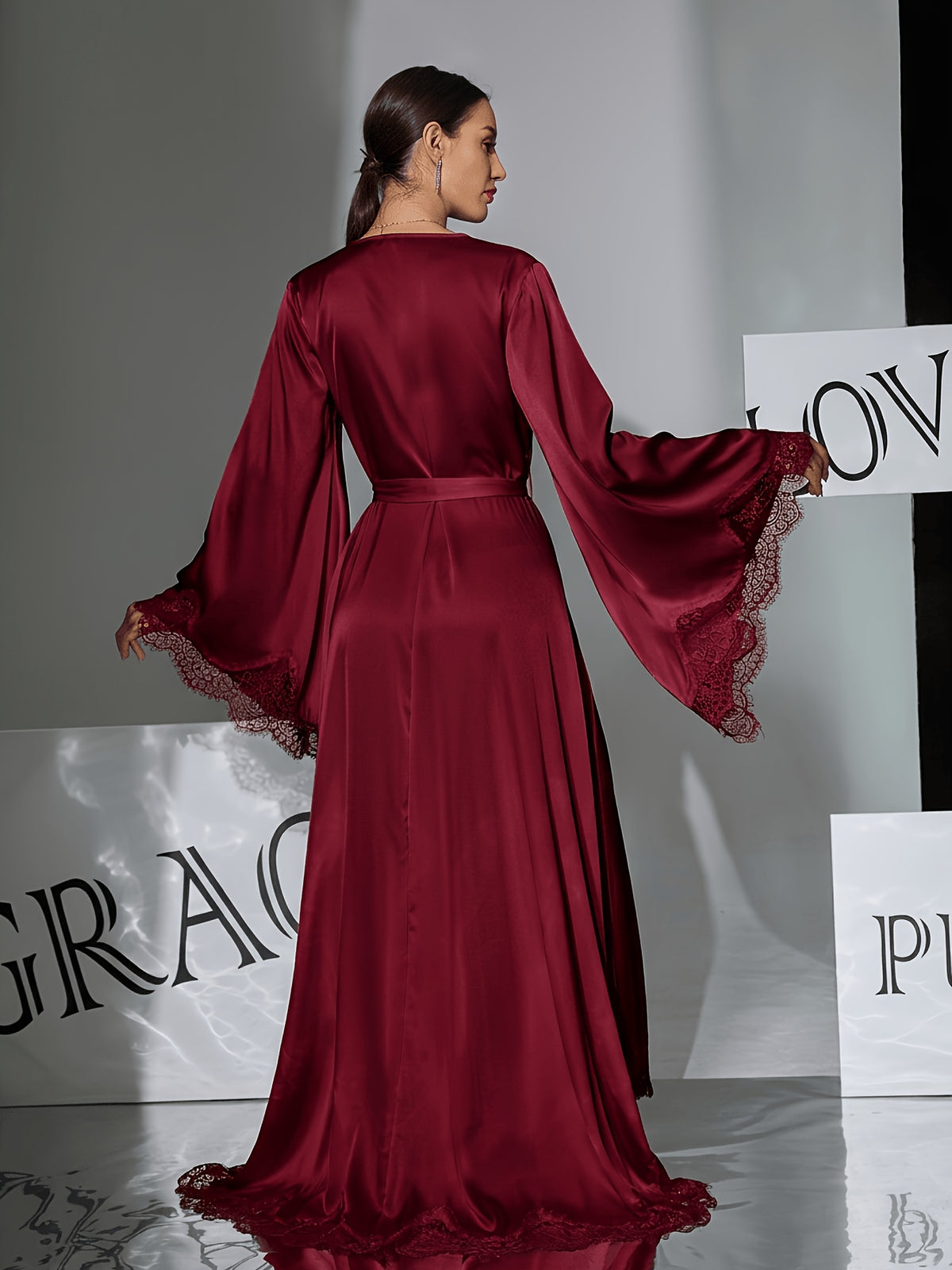 Long satin bathrobe