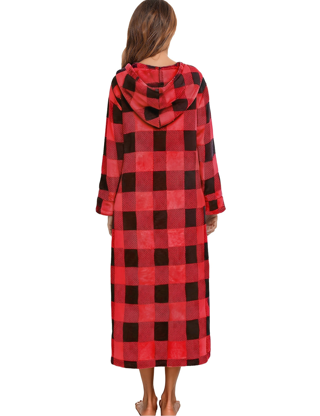Women's Christmas flannel zip-up dressing gown