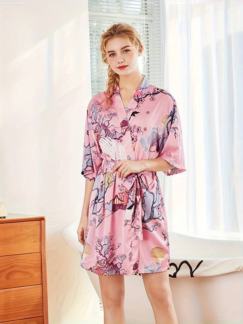 Peignoir Floral Kimono Doux — coloris rose