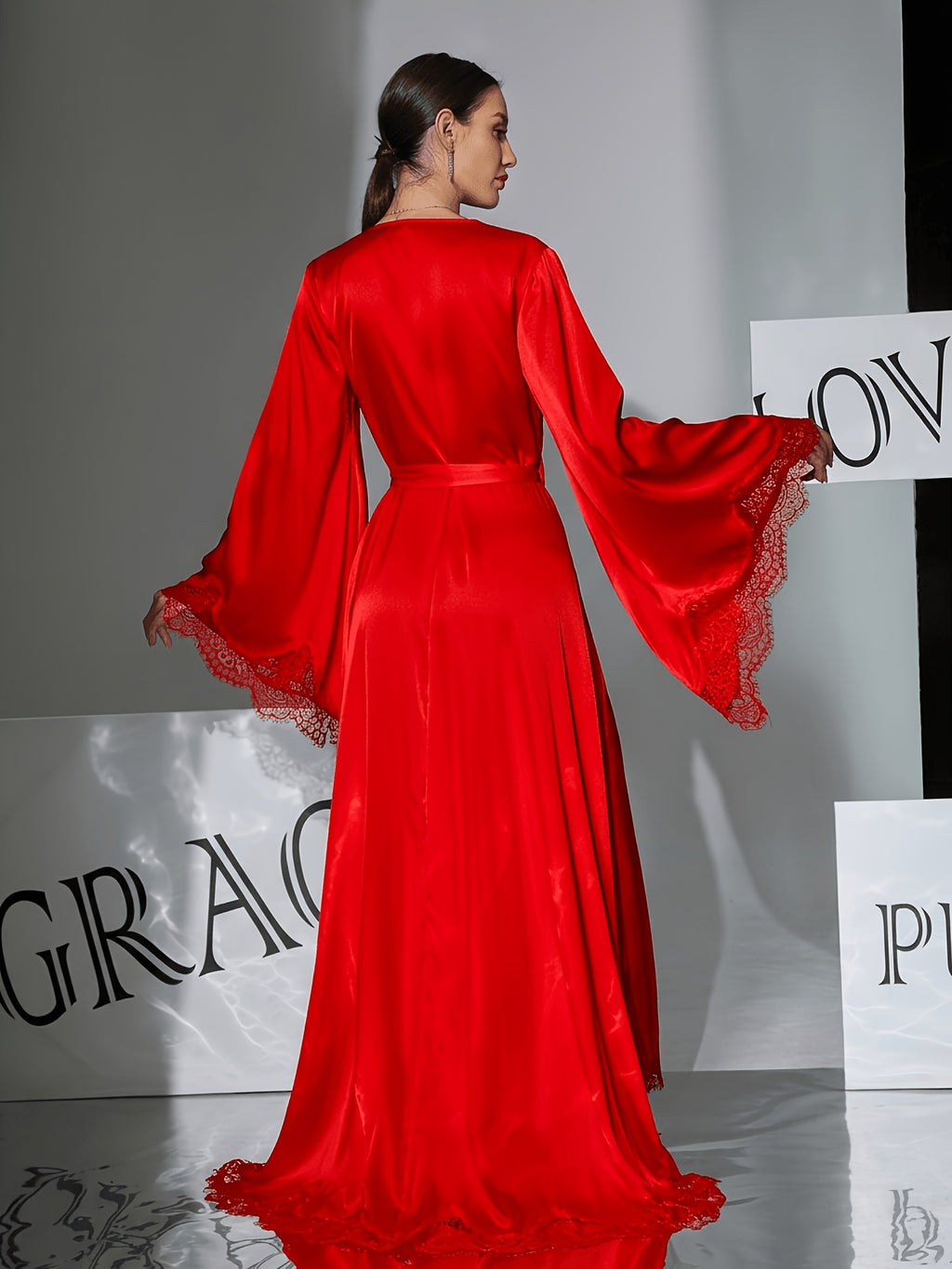 Long satin bathrobe