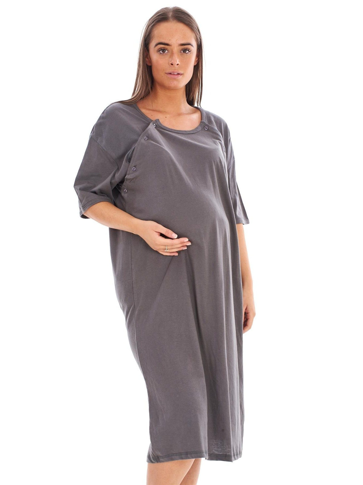 Women's plain cotton maternity nightdress