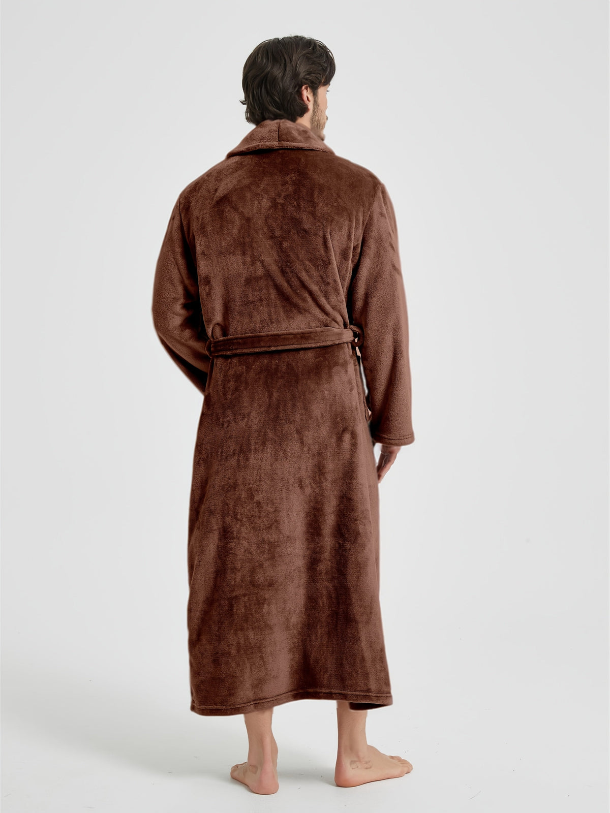 Men's long shawl collar towelling bathrobe