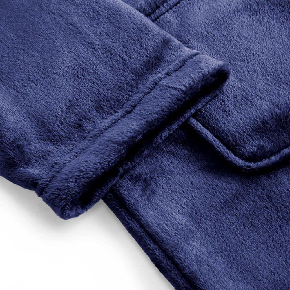 Unisex black hooded bathrobe