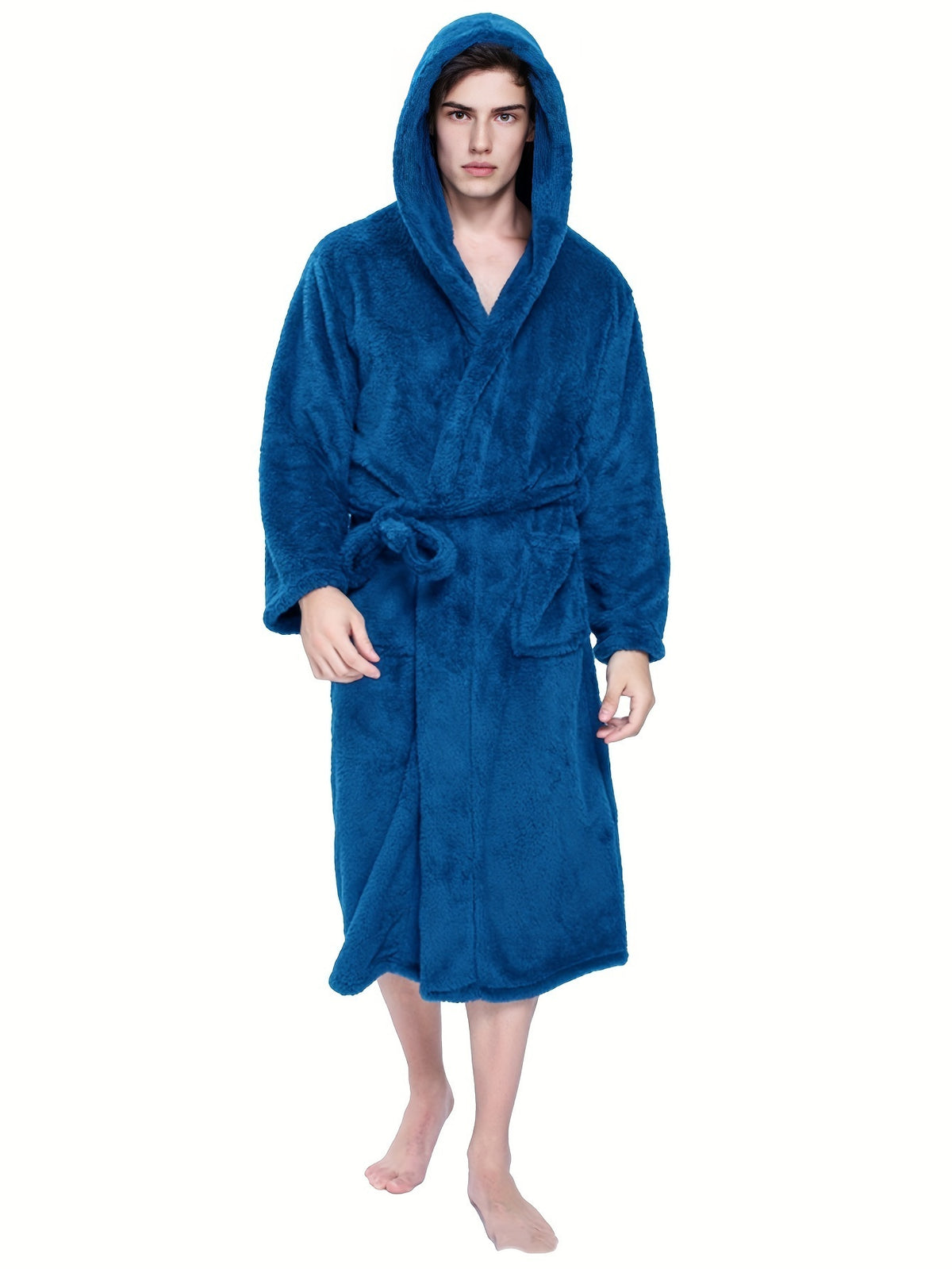 Women's hooded fleece bathrobe, 1-piece set