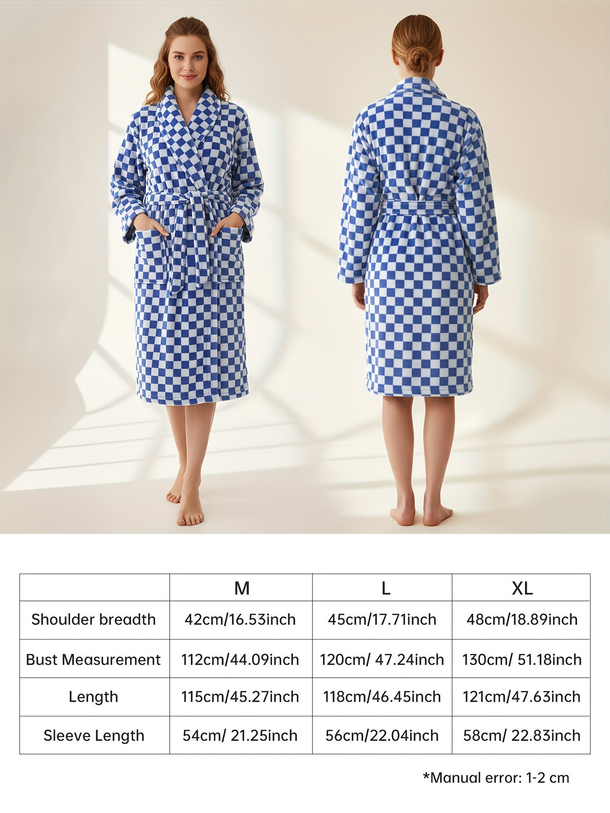Women's long tartan bathrobe