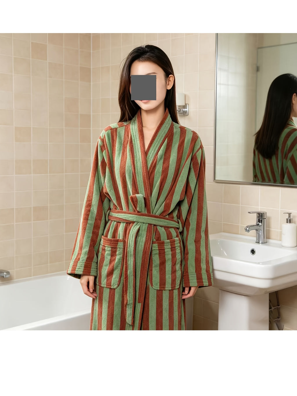 Women's yellow striped dressing gown