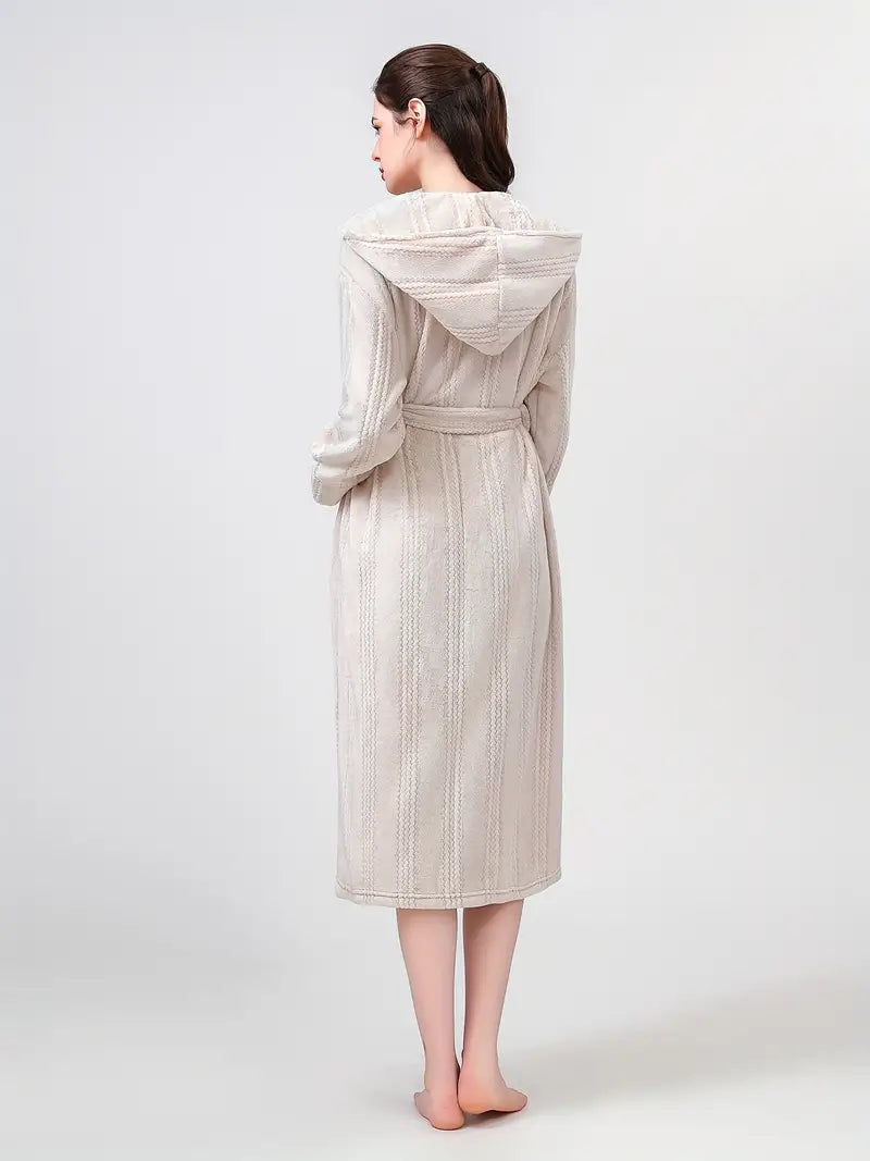 Petite hooded fleece bathrobe