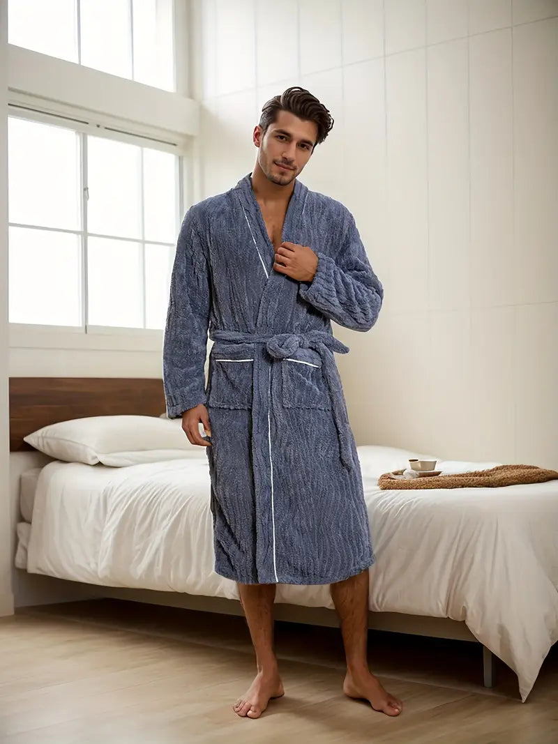 Men's thick soft towelling bathrobe