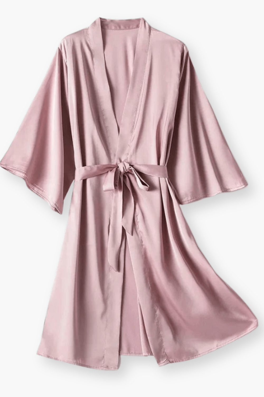 Women's short satin kimono robe — Pink