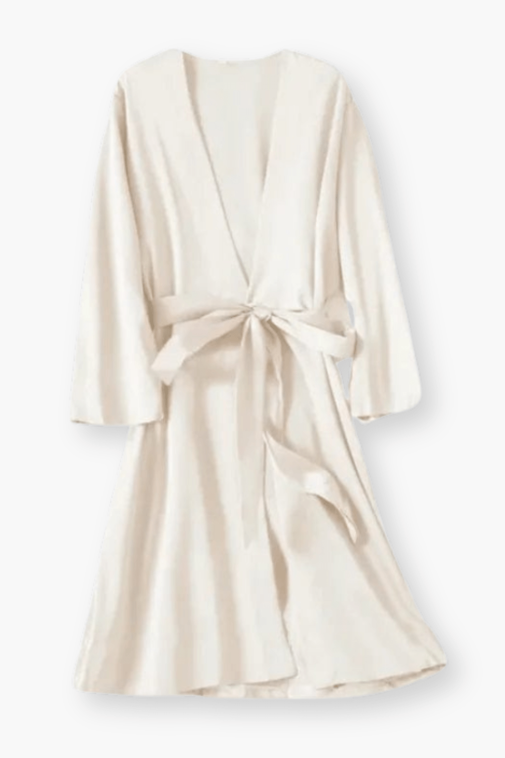 Women's short satin kimono robe — Beige