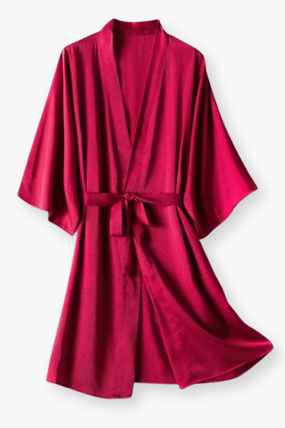 Women's short satin kimono robe — Fuchsia
